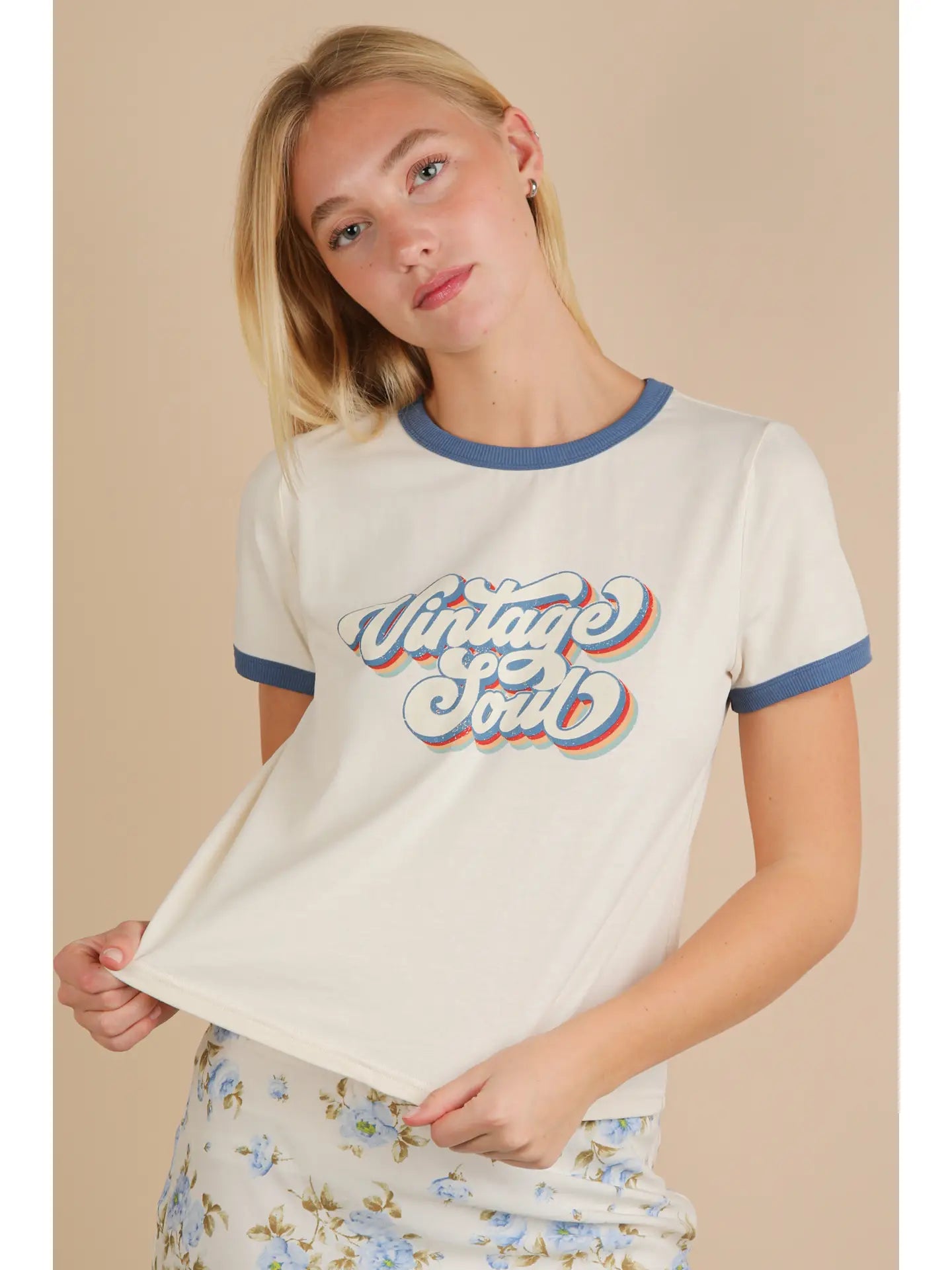 Screen Printed Casual Knit Top